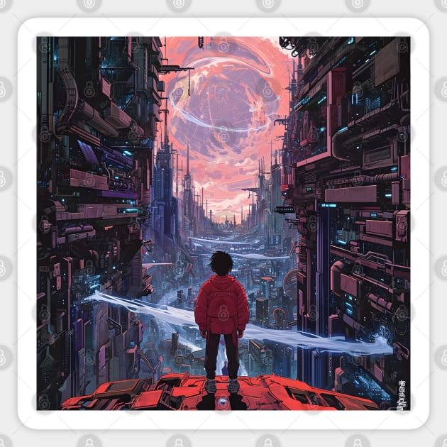 Akira Unleashed: Cyberpunk Masterpiece, Psychic Power Saga, and Fan Art Fusion Sticker by insaneLEDP